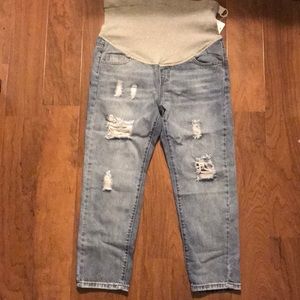 Brand new maternity jeans distressed.